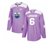 Men Adidas Edmonton Oilers #6 Adam Larsson Purple Authentic Fights Cancer Stitched NHL Jersey