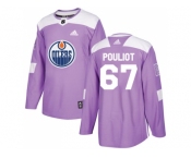 Men Adidas Edmonton Oilers #67 Benoit Pouliot Purple Authentic Fights Cancer Stitched NHL Jersey