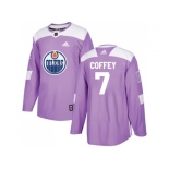 Men Adidas Edmonton Oilers #7 Paul Coffey Purple Authentic Fights Cancer Stitched NHL Jersey