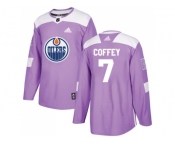 Men Adidas Edmonton Oilers #7 Paul Coffey Purple Authentic Fights Cancer Stitched NHL Jersey