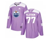 Men Adidas Edmonton Oilers #77 Oscar Klefbom Purple Authentic Fights Cancer Stitched NHL Jersey