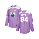 Men Adidas Edmonton Oilers #94 Ryan Smyth Purple Authentic Fights Cancer Stitched NHL Jerse