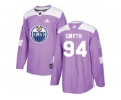 Men Adidas Edmonton Oilers #94 Ryan Smyth Purple Authentic Fights Cancer Stitched NHL Jerse