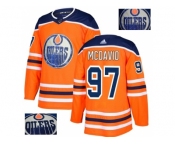 Men Adidas Edmonton Oilers #97 Connor McDavid Orange Home Authentic Fashion Gold Stitched NHL Jersey