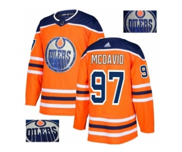 Men Adidas Edmonton Oilers #97 Connor McDavid Orange Home Authentic Fashion Gold Stitched NHL Jersey