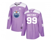 Men Adidas Edmonton Oilers #99 Wayne Gretzky Purple Authentic Fights Cancer Stitched NHL Jersey