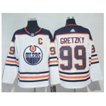 Men Adidas Edmonton Oilers #99 Wayne Gretzky White Road Authentic Stitched NHL Jersey