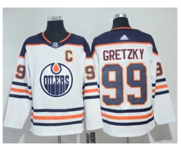 Men Adidas Edmonton Oilers #99 Wayne Gretzky White Road Authentic Stitched NHL Jersey