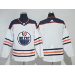 Men Adidas Edmonton Oilers Blank White Road Authentic Stitched NHL Jersey