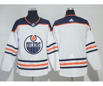 Men Adidas Edmonton Oilers Blank White Road Authentic Stitched NHL Jersey