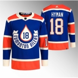 Men Edmonton Oilers #18 Zach Hyman 2023 Royal Heritage Classic Primegreen Stitched Jersey