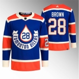 Men Edmonton Oilers #28 Connor Brown 2023 Royal Heritage Classic Primegreen Stitched Jersey