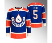 Men Edmonton Oilers #5 Cody Ceci 2023 Royal Heritage Classic Primegreen Stitched Jersey