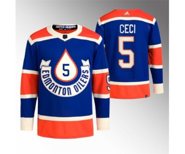 Men Edmonton Oilers #5 Cody Ceci 2023 Royal Heritage Classic Primegreen Stitched Jersey