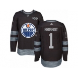 Men's Adidas Edmonton Oilers #1 Laurent Brossoit Authentic Black 1917-2017 100th Anniversary NHL Jersey