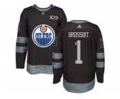 Men's Adidas Edmonton Oilers #1 Laurent Brossoit Authentic Black 1917-2017 100th Anniversary NHL Jersey