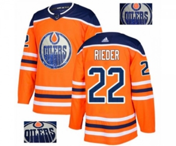 Men's Adidas Edmonton Oilers #22 Tobias Rieder Authentic Orange Fashion Gold NHL Jersey