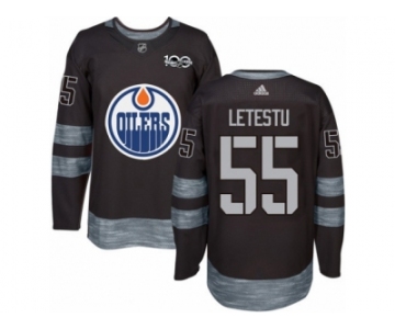 Men's Adidas Edmonton Oilers #55 Mark Letestu Authentic Black 1917-2017 100th Anniversary NHL Jersey