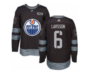 Men's Adidas Edmonton Oilers #6 Adam Larsson Authentic Black 1917-2017 100th Anniversary NHL Jersey