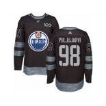 Men's Adidas Edmonton Oilers #98 Jesse Puljujarvi Authentic Black 1917-2017 100th Anniversary NHL Jersey