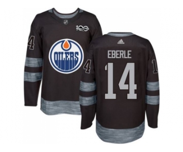 Men's Edmonton Oilers #14 Jordan Eberle Black 1917-2017 100th Anniversary Stitched NHL Jersey