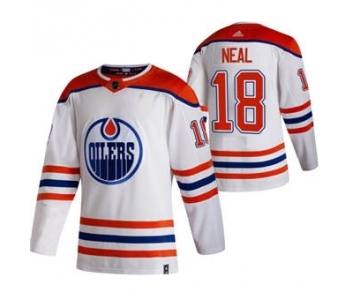 Men's Edmonton Oilers #18 James Neal White 2020-21 Reverse Retro Alternate Hockey Jersey