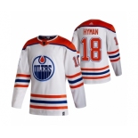 Men's Edmonton Oilers #18 Zach Hyman 2021 Reverse Retro White Stitched Jersey