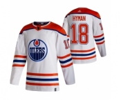 Men's Edmonton Oilers #18 Zach Hyman 2021 Reverse Retro White Stitched Jersey