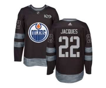 Men's Edmonton Oilers #22 Jean-Francois Jacques Black 1917-2017 100th Anniversary Stitched NHL Jersey