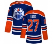 Men's Edmonton Oilers #27 Milan Lucic Royal Alternate Stitched Hockey Jersey