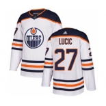 Men's Edmonton Oilers #27 Milan Lucic White Road Stitched Hockey Jersey