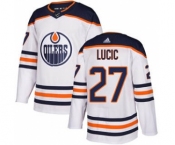 Men's Edmonton Oilers #27 Milan Lucic White Road Stitched Hockey Jersey