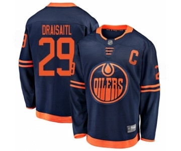 Men's Edmonton Oilers #29 Leon Draisaitl Authentic Navy Blue Alternate Fanatics Branded Breakaway Hockey Jersey