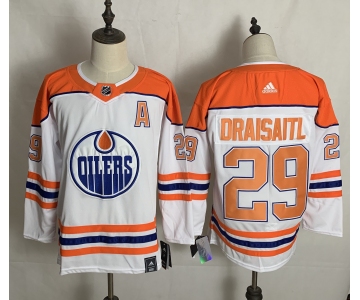 Men's Edmonton Oilers #29 Leon Draisaitl Authentic White 2021 New Hockey Jersey