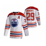 Men's Edmonton Oilers #29 Leon Draisaitl White 2020-21 Reverse Retro Alternate Hockey Jersey