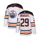 Men's Edmonton Oilers #29 Leon Draisaitl White Road Stitched Hockey Jersey