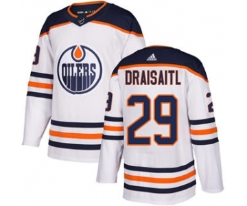 Men's Edmonton Oilers #29 Leon Draisaitl White Road Stitched Hockey Jersey