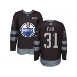 Men's Edmonton Oilers #31 Grant Fuhr Black 1917-2017 100th Anniversary Stitched NHL Jersey