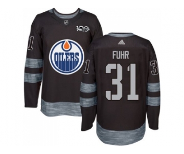 Men's Edmonton Oilers #31 Grant Fuhr Black 1917-2017 100th Anniversary Stitched NHL Jersey