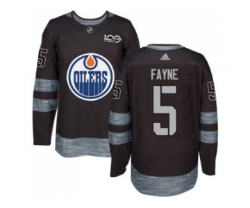 Men's Edmonton Oilers #5 Mark Fayne Black 1917-2017 100th Anniversary Stitched NHL Jersey