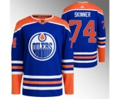 Men's Edmonton Oilers #74 Stuart Skinner Royal Stitched Jersey