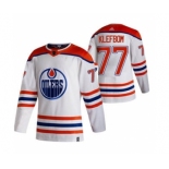 Men's Edmonton Oilers #77 Oscar Klefblom White 2020-21 Reverse Retro Alternate Hockey Jersey