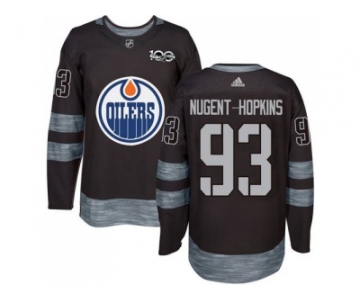 Men's Edmonton Oilers #93 Ryan Nugent-Hopkins Black 1917-2017 100th Anniversary Stitched NHL Jersey