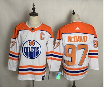 Men's Edmonton Oilers  #97 Connor McDavid Authentic White 2021 New Hockey Jersey