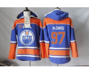 Men's Edmonton Oilers #97 Connor McDavid Orange Sawyer Hooded Sweatshirt Stitched NHL Jersey