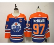 Men's Edmonton Oilers #97 Connor McDavid Royal Blue With Orange Home Hockey Stitched NHL Jersey