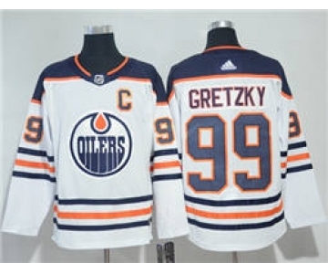 Men's Edmonton Oilers #99 Wayne Gretzky White Road Stitched Hockey Jersey