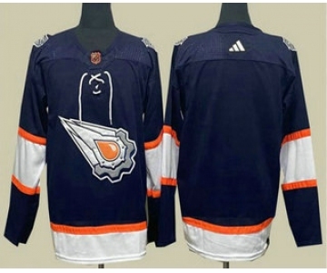 Men's Edmonton Oilers Blank Navy 2022 Reverse Retro Stitched Jersey