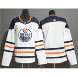 Men's Edmonton Oilers Blank White Road Stitched Hockey Jersey