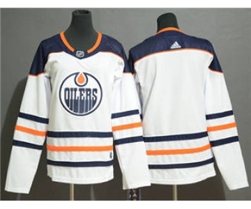 Men's Edmonton Oilers Blank White Road Stitched Hockey Jersey